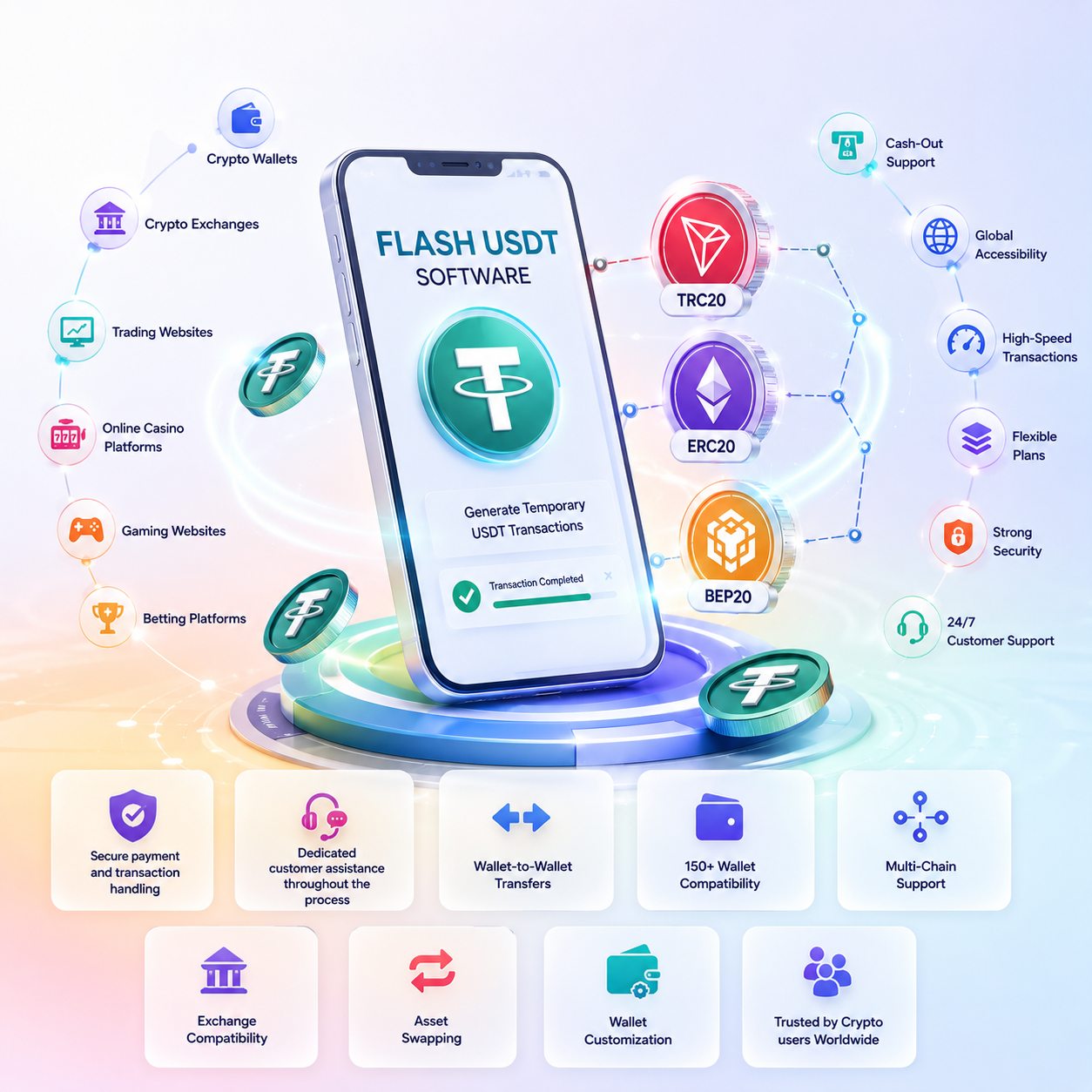 Upgrade Your  Flash USDT Transactions Across TRC20, ERC20 & BEP20